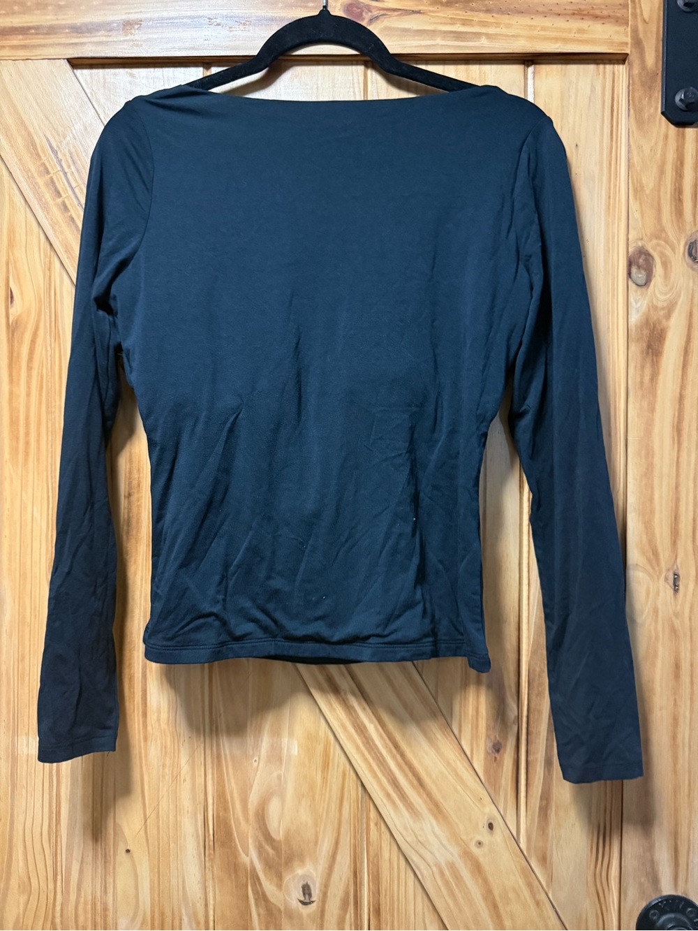 Abercrombie & Fitch Black Long-Sleeve Boatneck Top